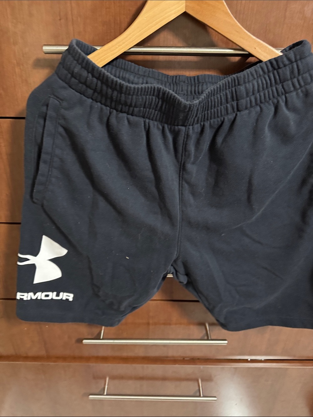 Under Armour Men’s Black Athletic Shorts with White Logo